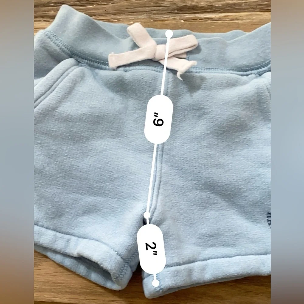 Ralph Lauren Infant Sz 6 Months Powder Blue Pull On Cotton‎ Blend Logo Shorts